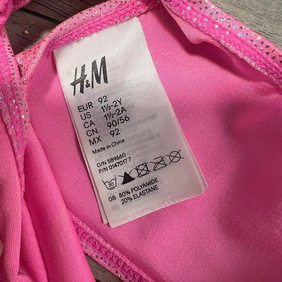 Pink glitter H&M 2 piece Bikini Size 18-24 Months - Picture 4 of 4